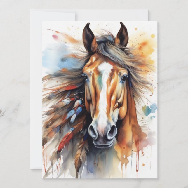 Cartão Cavalo Colorido abstrato (Frente)