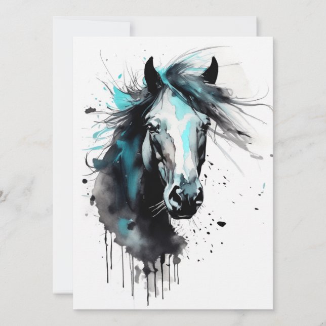 Cartão Cavalo Colorido abstrato (Frente)