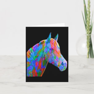 Cartão Cavalo Colorido Horse-back Andando Sobre Artsy Ho