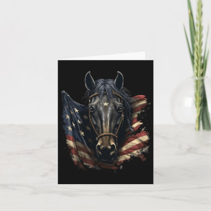 Cartão Cavalo Com Bandeira Dos Eua Andando Equestriando F