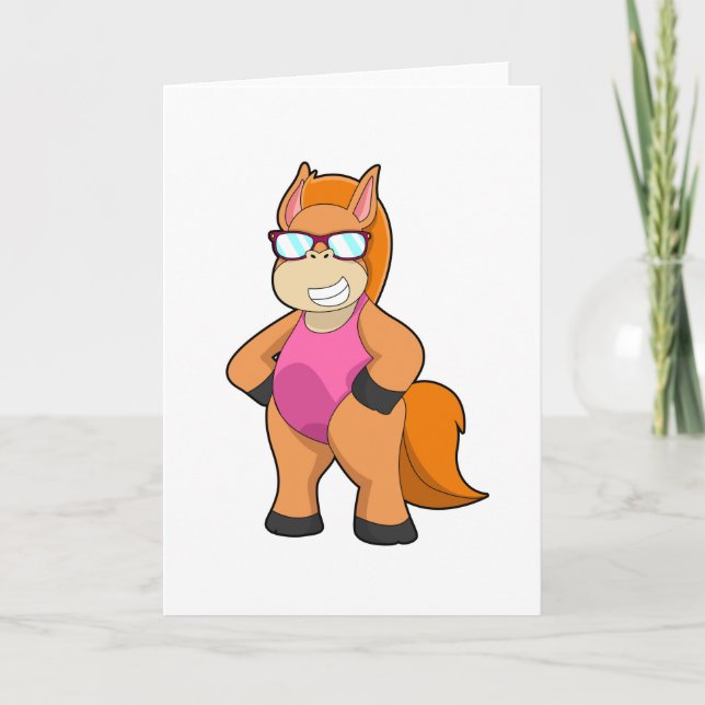 Cartão Cavalo com óculos de sol (Frente)