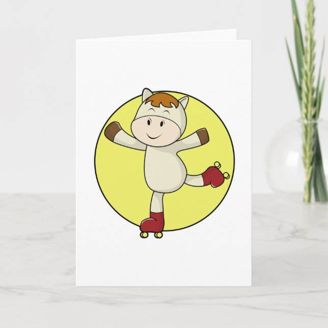 Cartão Cavalo como patinador inline & patins inline (Frente)