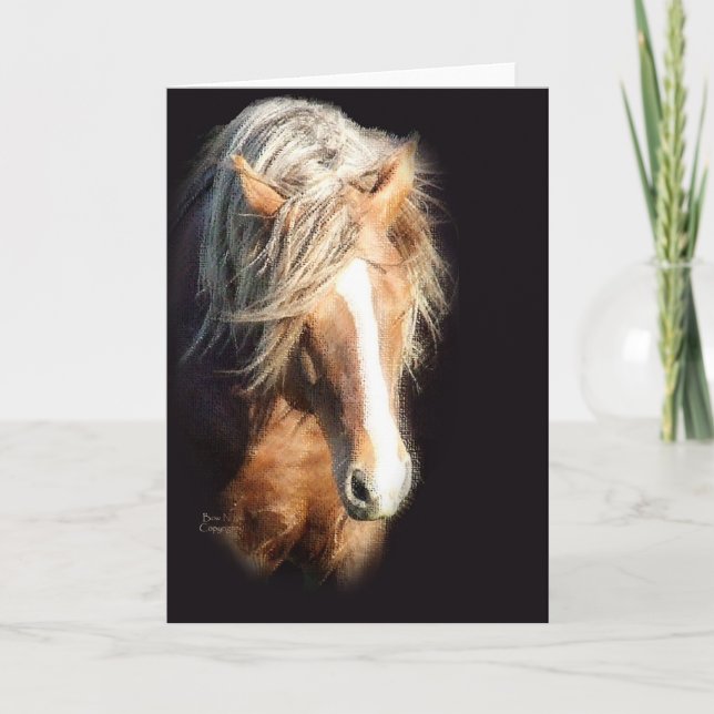 Cartão Cavalo contra o preto (Frente)