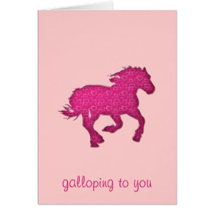 Cartão cavalo cor-de-rosa