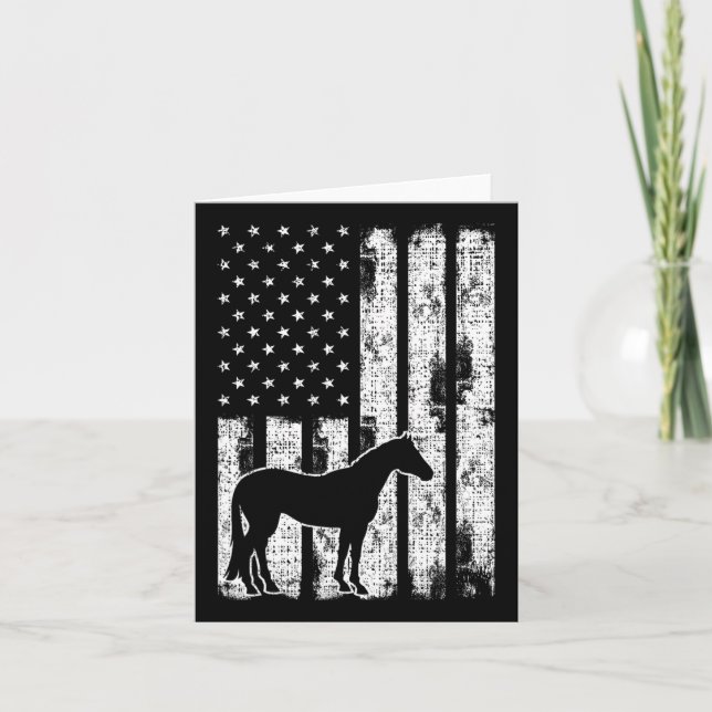Cartão Cavalo da Liberdade Bandeira Patriótica Americana  (Frente)