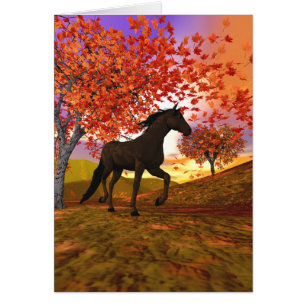 Cartão cavalo da queda 3d