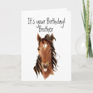 Cartão Cavalo de Aniversário do Irmão Mais Velho a Espa