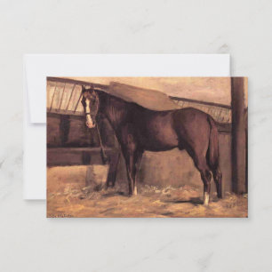 Cartão Cavalo de Baía Vermelha nos estábulos