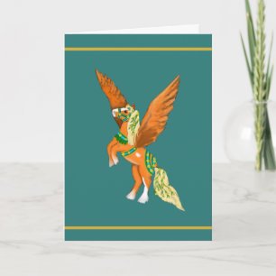 Cartão Cavalo de carrossel vintage Pegasus belga poderoso