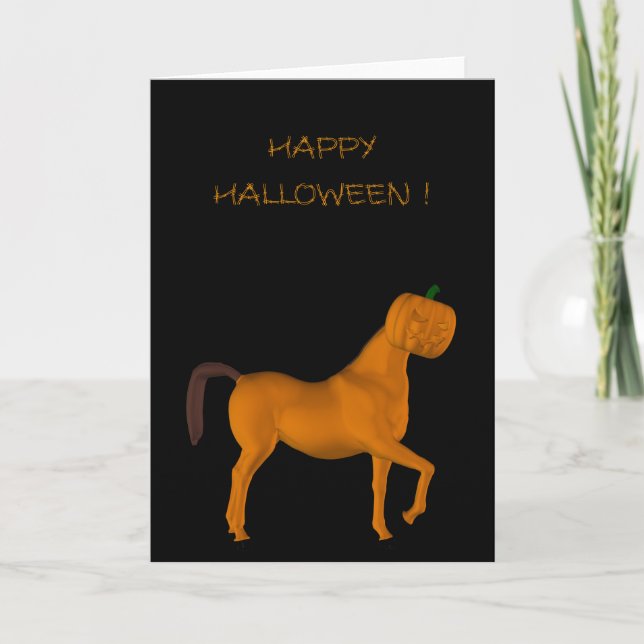 Cartão Cavalo de Halloween de Trote Bonito (Frente)