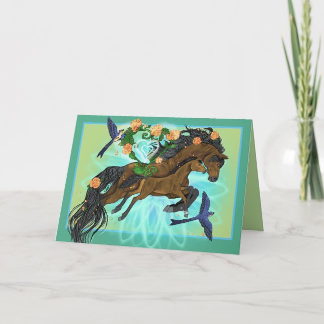 Cartão Cavalo de mamão e potro (Frente)