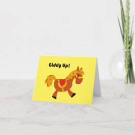 Cartão Cavalo de sela castanho para cima, desenho animado