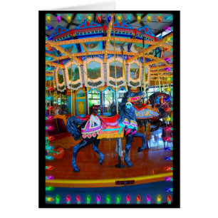 Cartão Cavalo do carnaval no preto