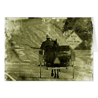 Cartão Cavalo e Buggy Sepia Grunge