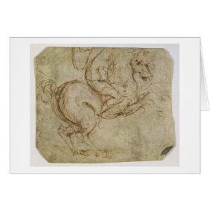 Cartão Cavalo e Cavalier (caneta e tinta no papel)