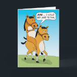Cartão Cavalo Engraçado Andando Cavalo<br><div class="desc">Este cartão de aniversário de animação fofo e engraçado mostra um cavalo preguiçoso cavalgando um cavalo perturbado. Diga a alguém que você quer que eles aproveitem a carona! Obrigado por escolher esta design original por © Chuck Ingwersen. Sou um artista independente, e posto cartoons todos os dias no Instagram: https://www.instagram.com/captainscratchy...</div>