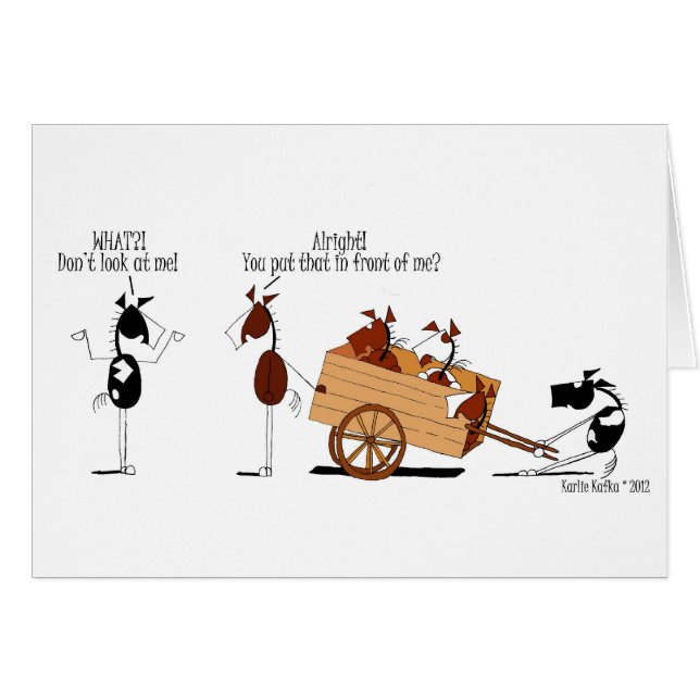 Cartão Cavalo engraçado na frente dos desenhos animados (Frente Horizontal)