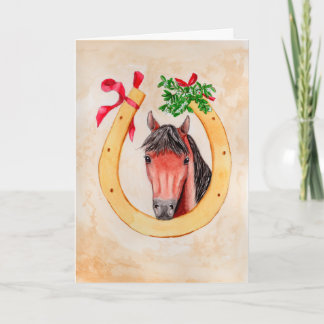 Cartão Cavalo Estilo Vintage com Pintura de Ferradura de
