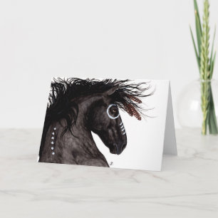 Cartão Cavalo Frísio Majestoso Nativo Americano por BiHrL