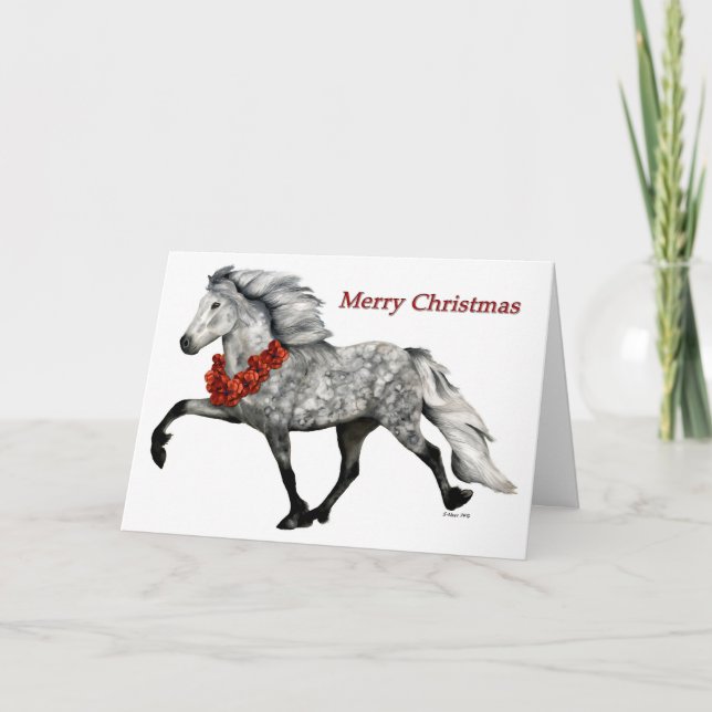 Cartão Cavalo Islandês Natal (Frente)