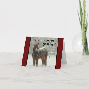 Cartão Cavalo Islandês no Inverno, Feliz Natal Foto