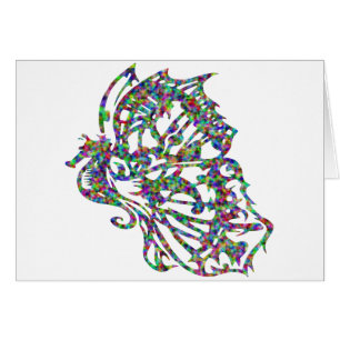 Cartão Cavalo marinho tribal da borboleta do tatuagem