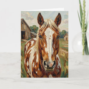 Cartão Cavalo Marrom e Branco Bonito   Só para Dar uma Ol