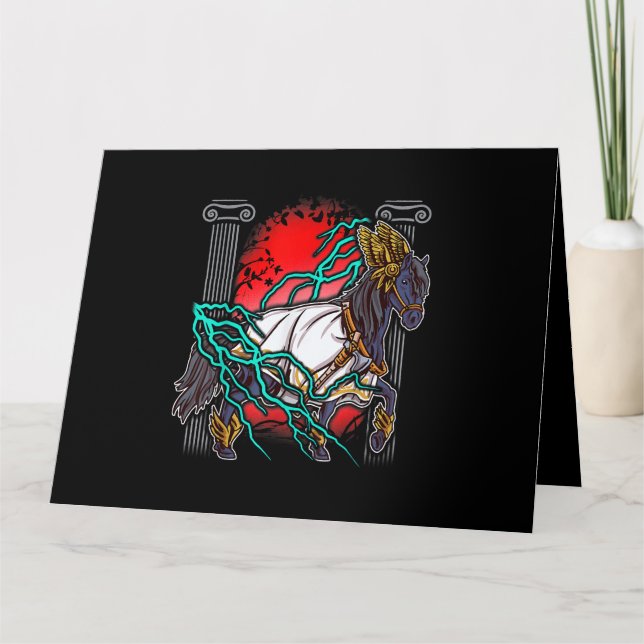 Cartão Cavalo Mitos Gregos Zeus Deuses Antigos Equine Lig (Frente)