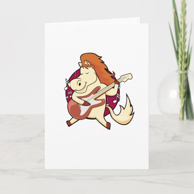 Cartão Cavalo na música com violão (Frente)