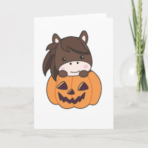 Cartão Cavalo Na Pumpkin De Cavalos Doce Feliz Dia das Br
