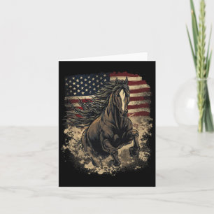 Cartão Cavalo Patriótico Americano Bandeira Horseback Win