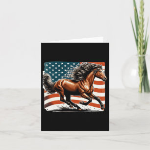 Cartão Cavalo Patriótico de Bandeira Americana Andando Lo