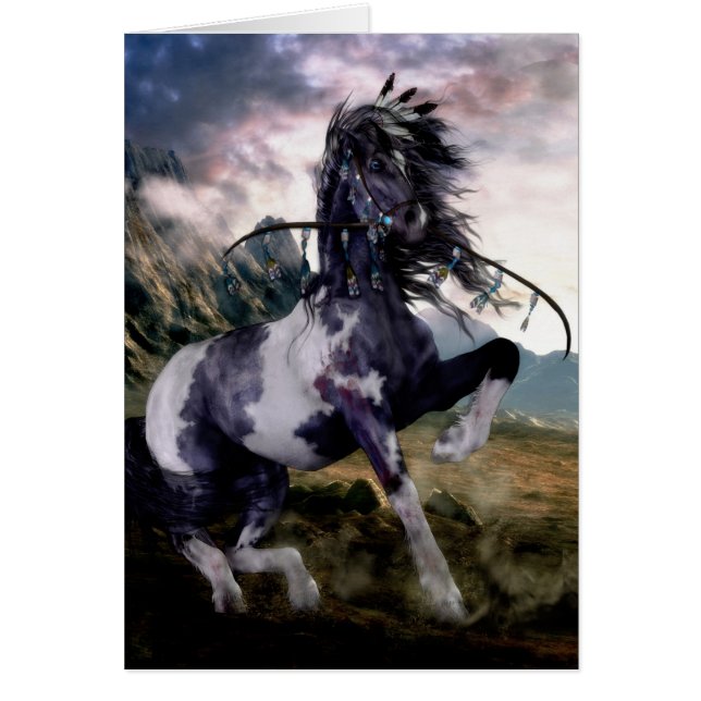 Cartão Cavalo Pintado Azul Apache (Frente)