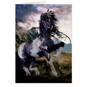 Cartão Cavalo pintado azul de Apache