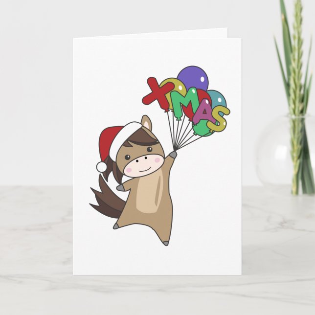 Cartão Cavalo Pônei Natal Inverno Animais Cavalos (Frente)