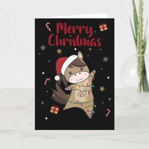 Cartão Cavalo Pôneo Natal Neve Inverno Animais Cavalos Ca