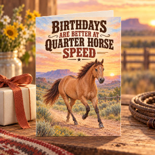 Cartão Cavalo Quarto de Milha Velocidade Aniversário Arte