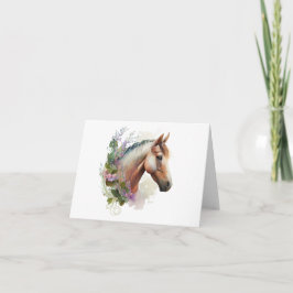 Cartão Cavalo Regente com VAZIO de Flower Wreath