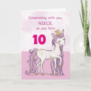 Cartão Cavalo Rosa De Aniversário De Idade Personalizada