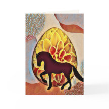 Cavalo Silhueta e Páscoa Colorida de Ovo de Páscoa