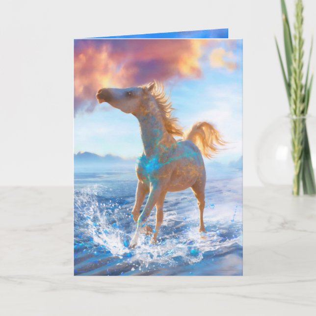Cartão Cavalos árabes "CAVALOS DE STELLAR ISLAND" (Frente)