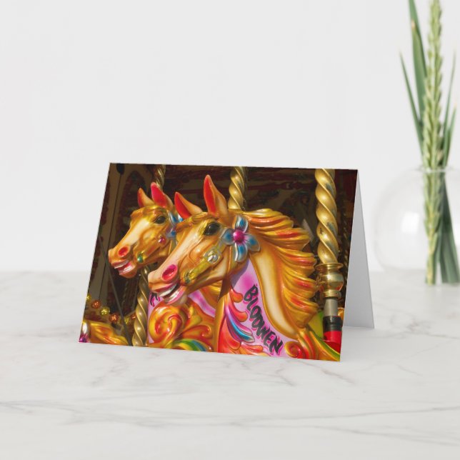 Cartão Cavalos de feliz-volta (Frente)
