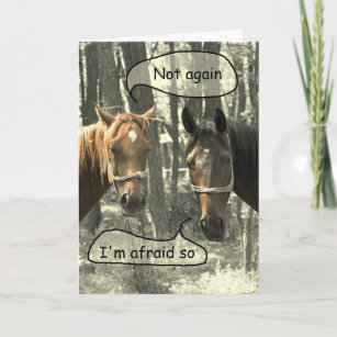 Cartão Cavalos de Humor Sutil Falando Aniversário
