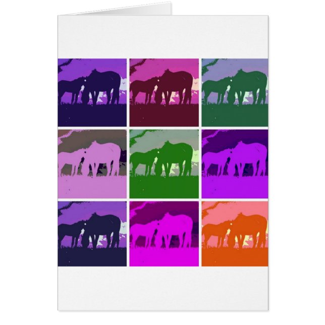 Cartão Cavalos de pop Art (Frente)