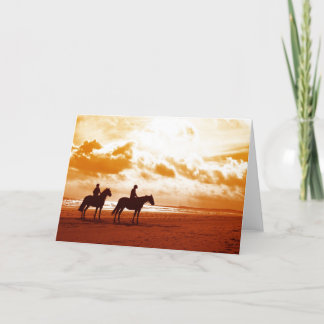 Cartão Cavalos no por do sol