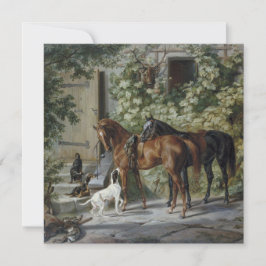 Cartão Cavalos no Porch (por Albrecht Adam)