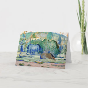 Cartão Cavalos Pastando por Franz Marc, Arte Fino Vintage
