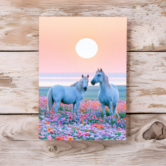 Cartão Cavalos Pôr do Sol Pastel Pense em Você