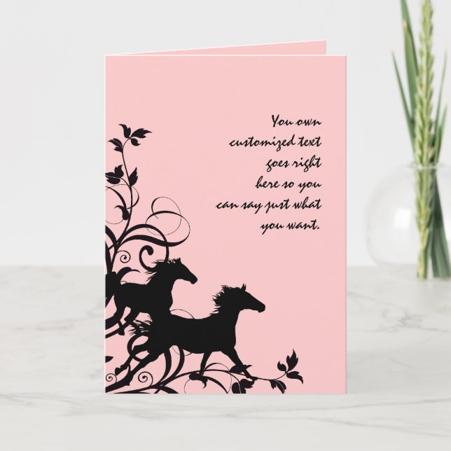 Cartão Cavalos Selvagens Pretos (Frente)