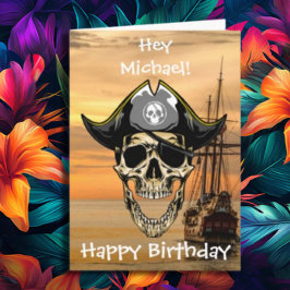 Cartão Caveira de Pirata Navio Fantasma 